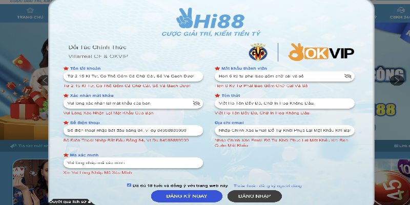 Đăng ký Hi88 cực nhanh với 5 bước đơn giản